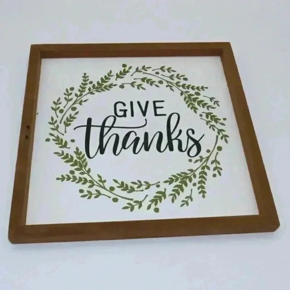 Rustic Farmhouse Signs Give Thanks Yum Set of 2